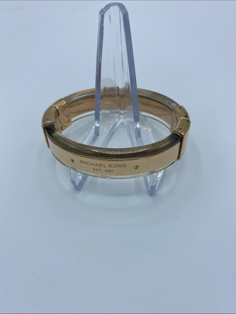 Michael Kors Rose Gold Hinged Logo Bangle Bracelet